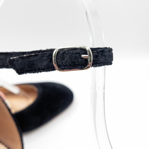 J.Crew Velvet Rhinestone Block Heel Ankle Strap Heels Black Size 5 Evening Chic - Picture 5 of 10